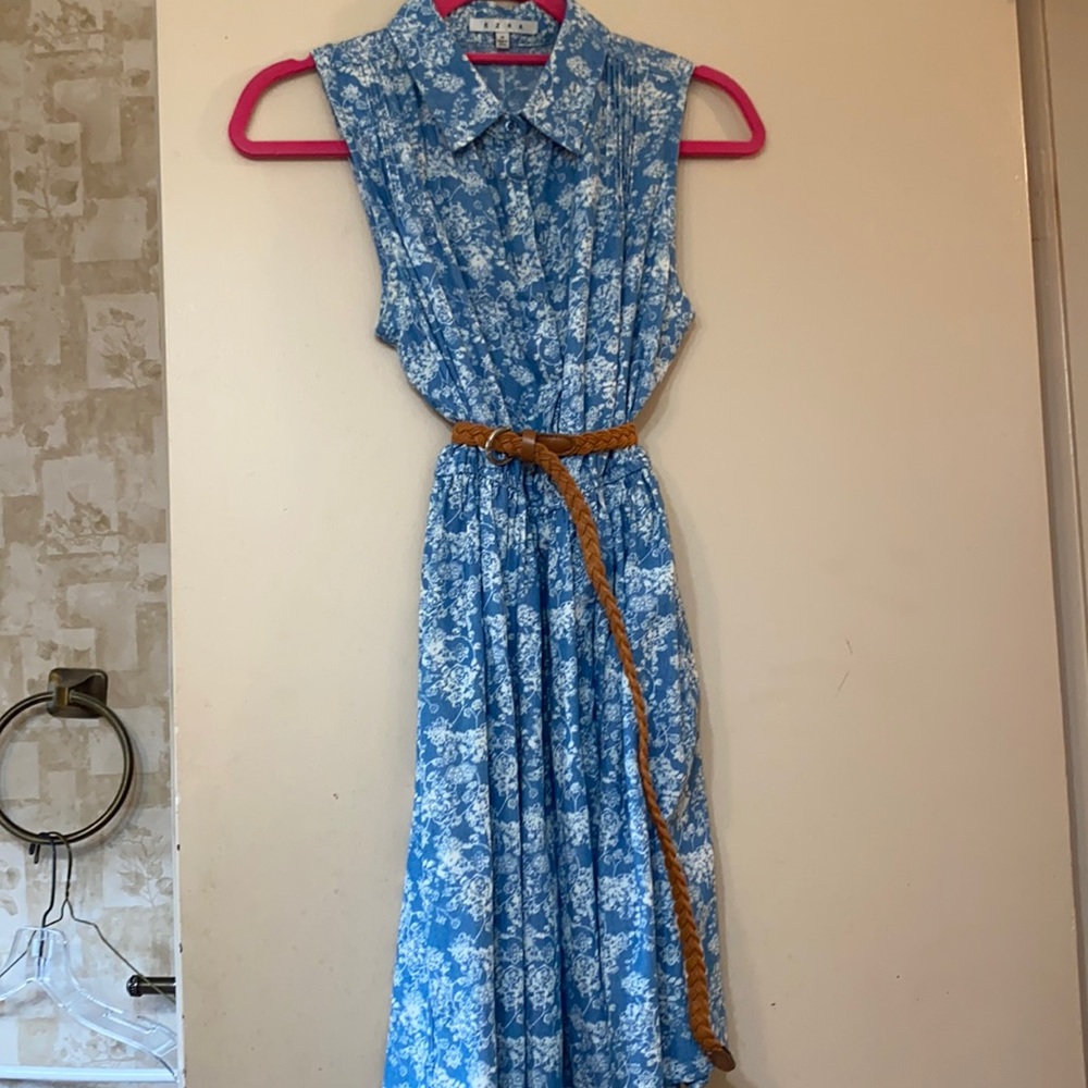 Blue and white floral dress